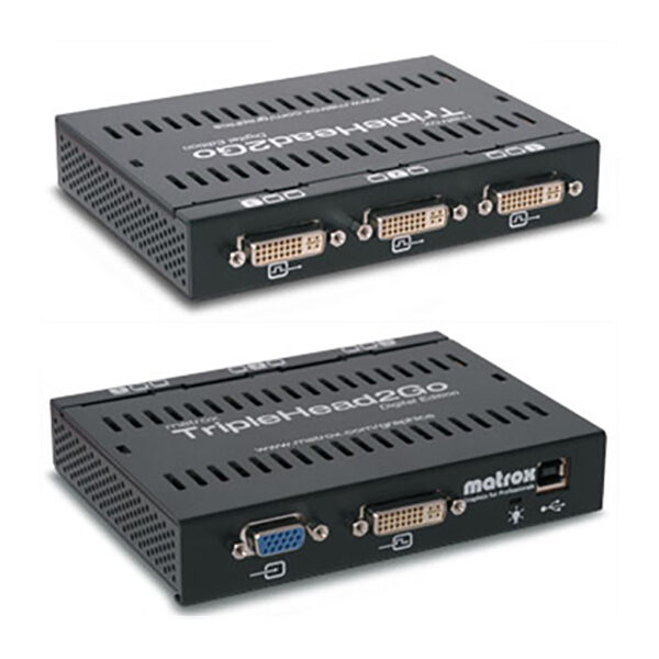 Matrox Triple Head2Go, 3 skärmar på ett grafikkort. 3xDVIVGA 1x DVIVGA.